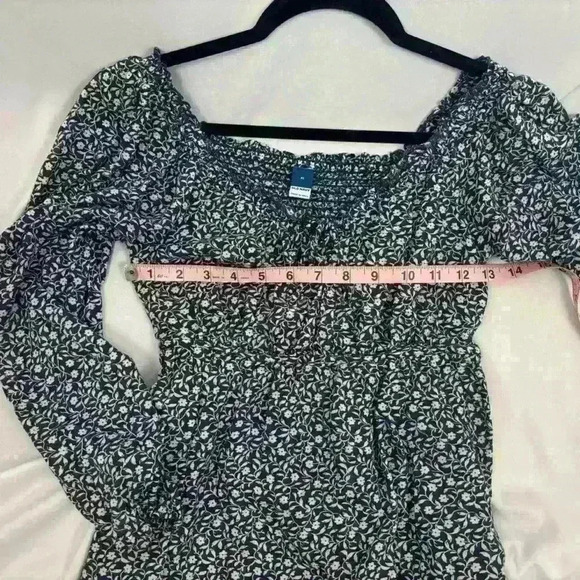 Mini Poet Swing Dress Bubble Sleeve Floral Smocked Boho Fall - Picture 9 of 9